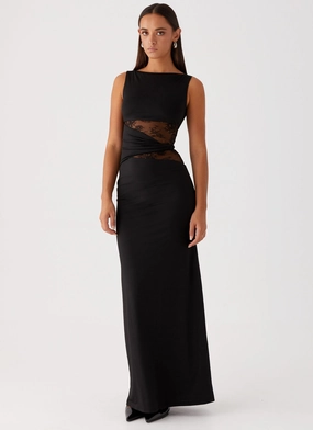 Layering Piece Clean Aesthetic Karma Maxi Dress - Black
