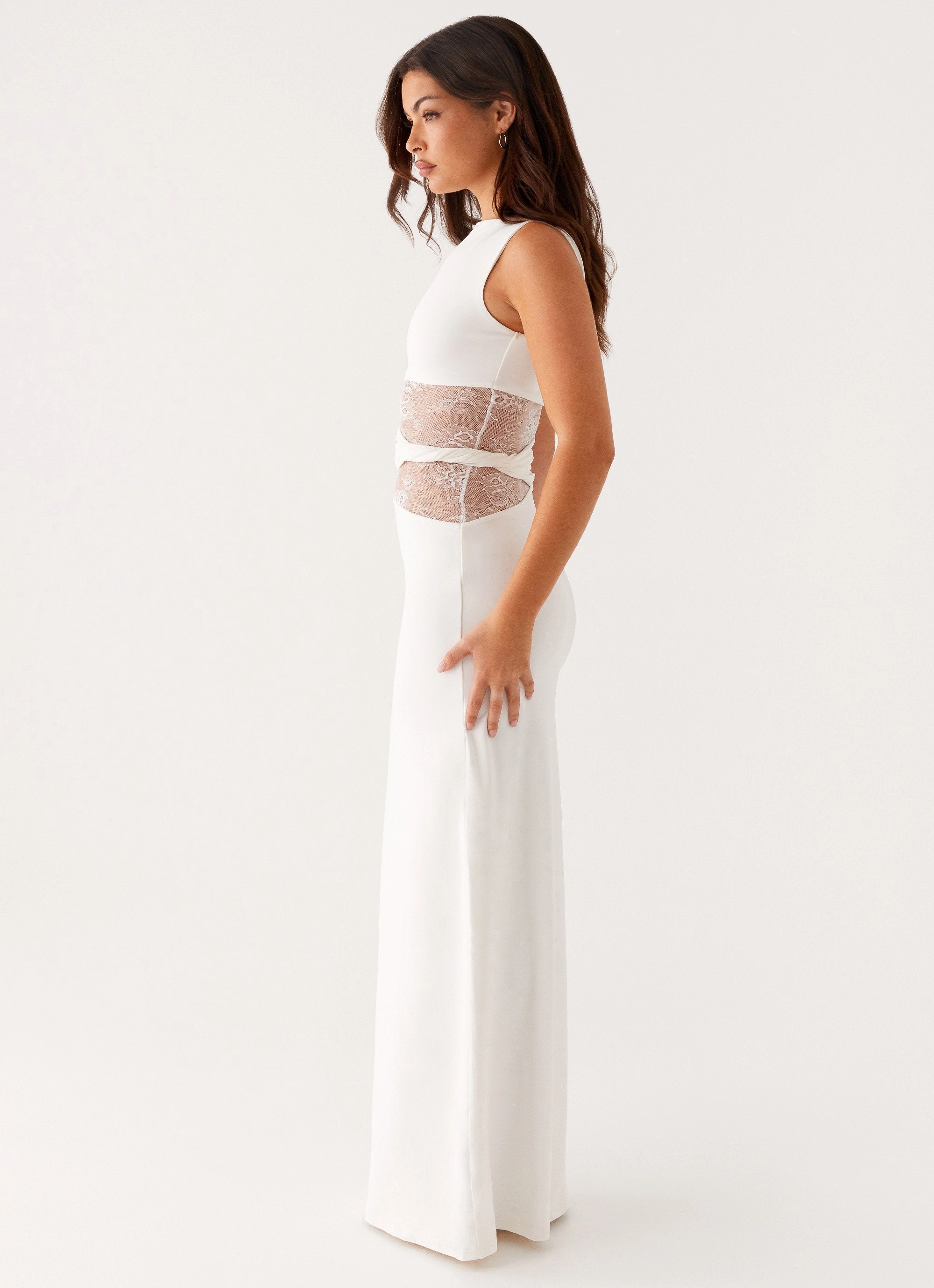 Karma Maxi Dress - White Chilly Weather Layer