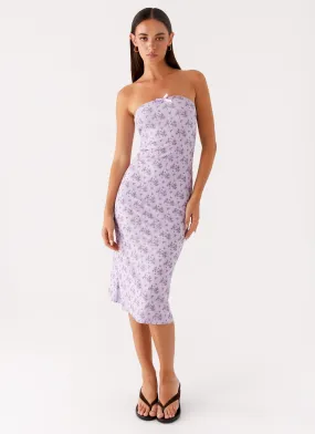 Flattering Shape Look Boho Aesthetic Keila Strapless Midi Dress - Lavender Meadow