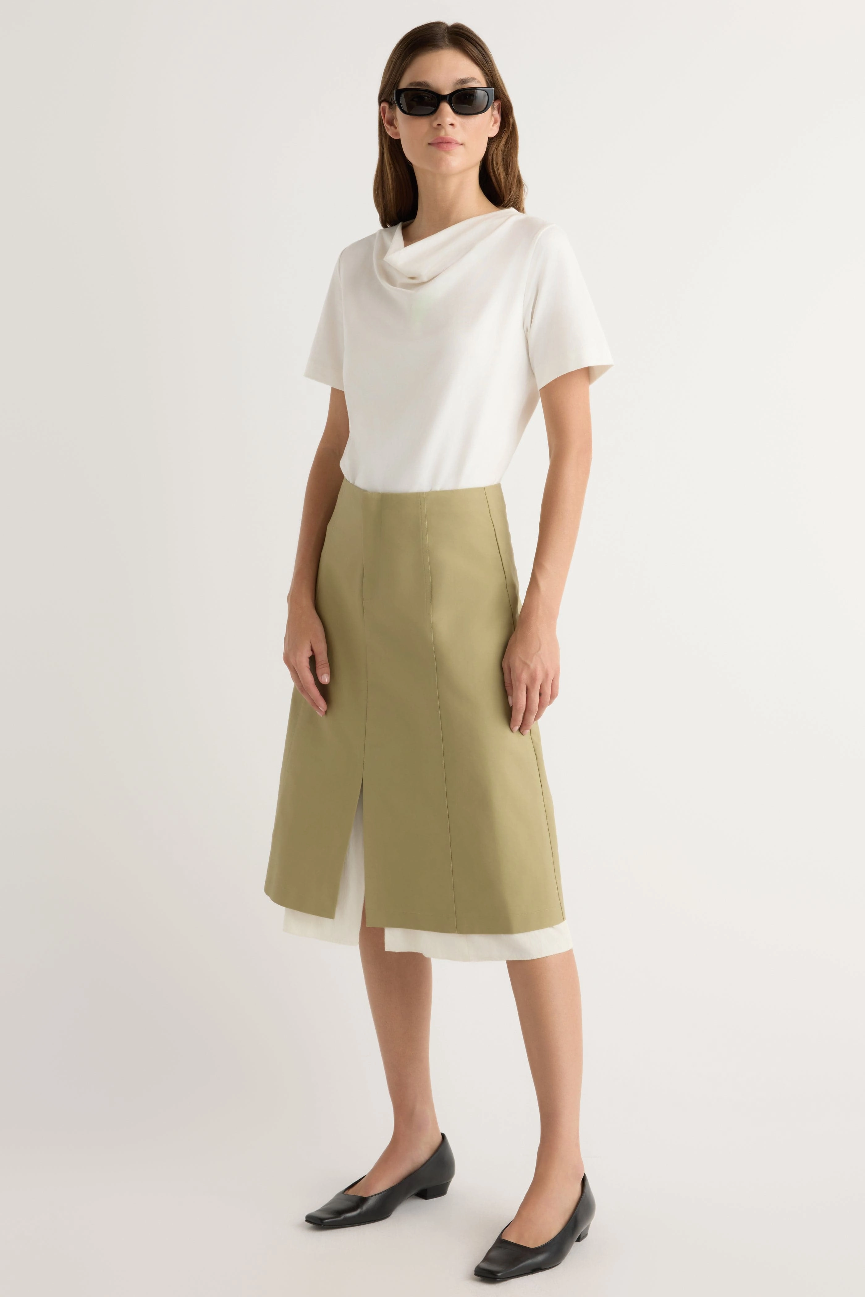 Essential Casual Kendra Organic Cotton Cowl-Neck Tee