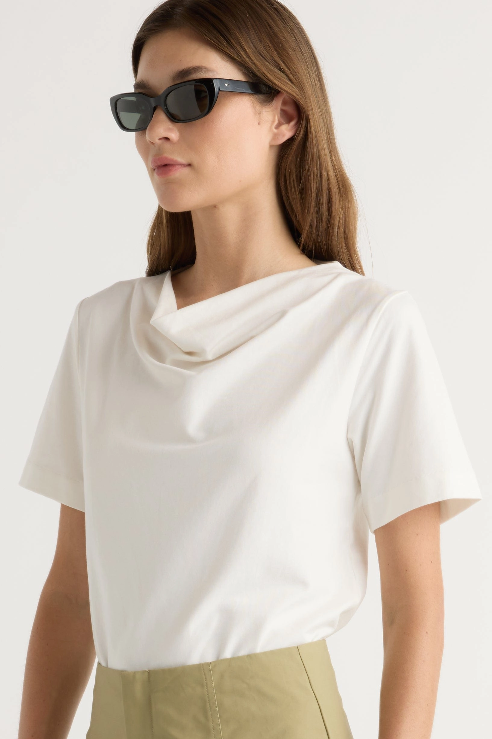 Easy Look Smart Layering Kendra Organic Cotton Cowl-Neck Tee
