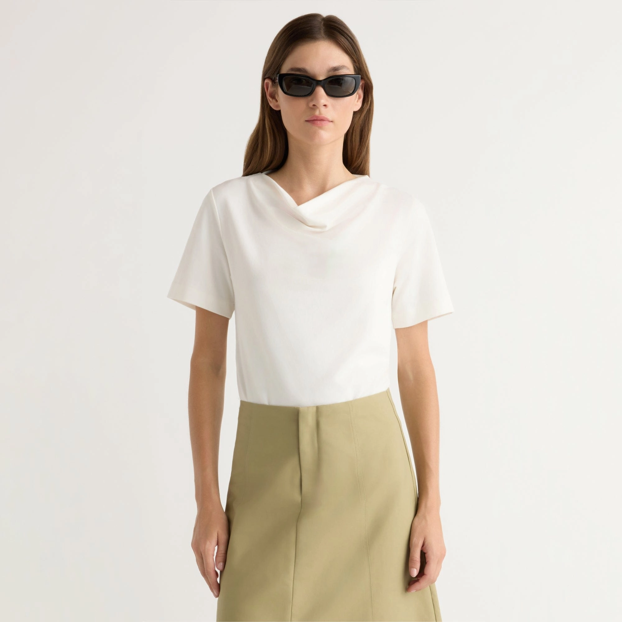 Kendra Organic Cotton Cowl-Neck Tee Comfortable Layers Chilly Weather Style