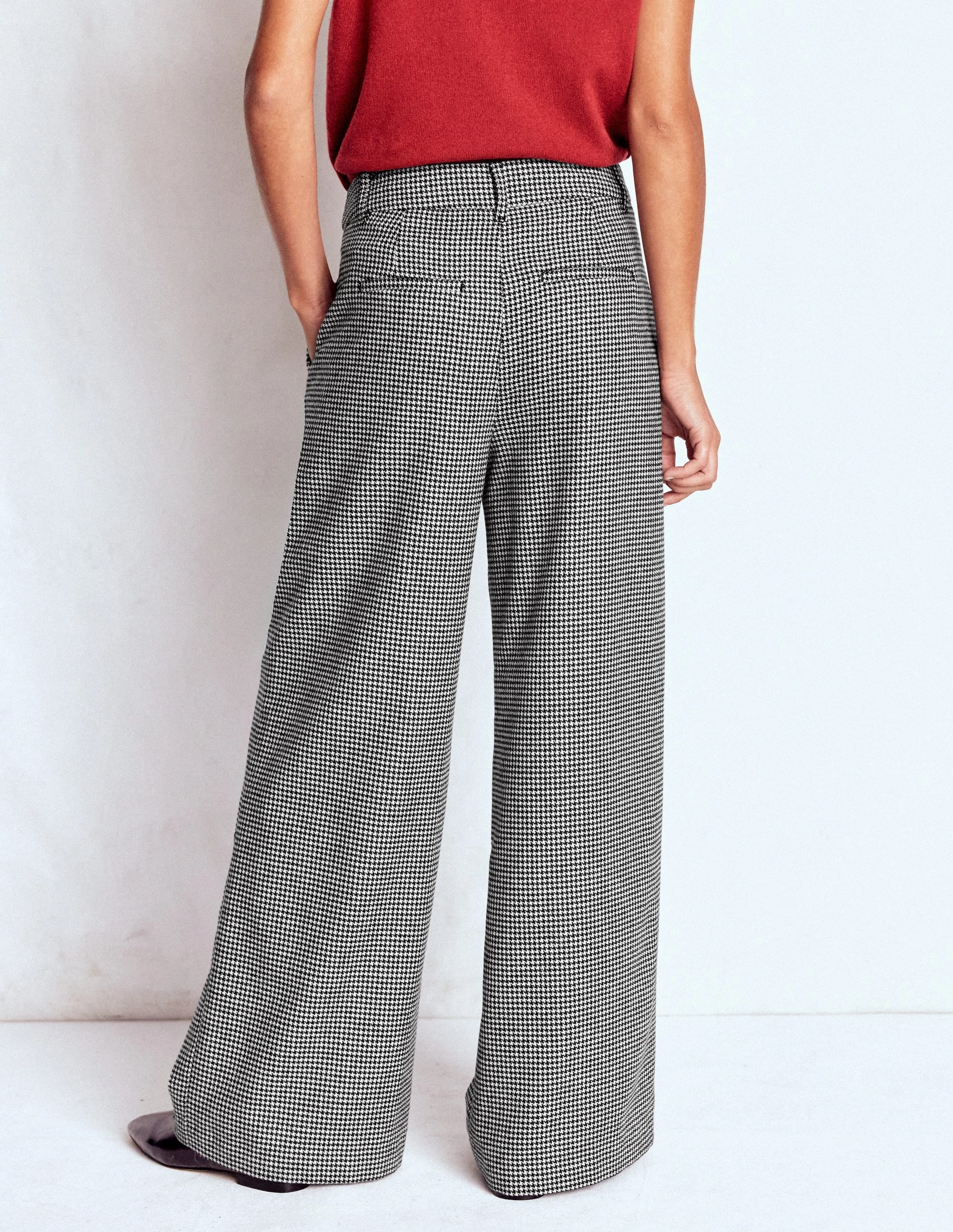 Workout Ready Kensington Wool Trousers-Black and Ivory Puppytooth