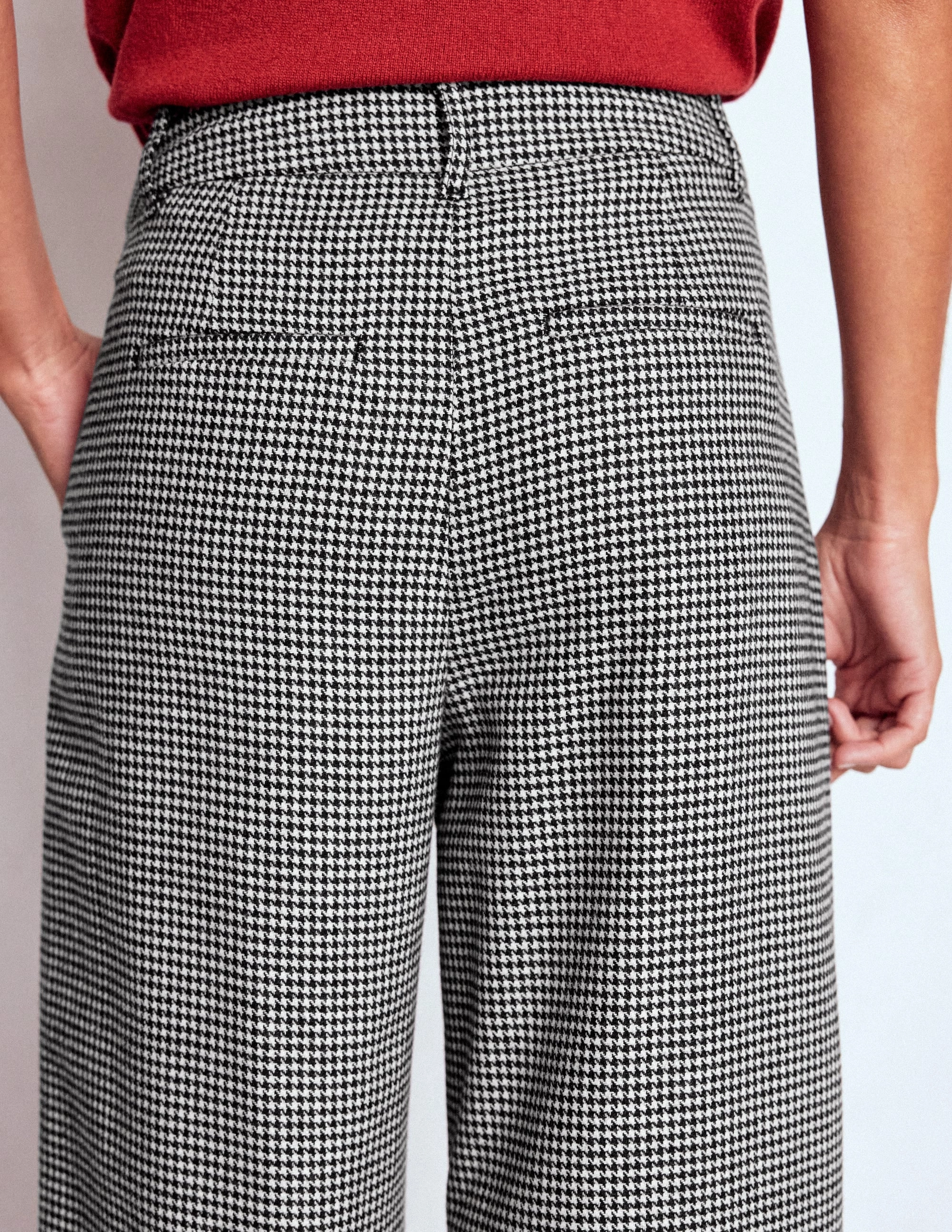 Kensington Wool Trousers-Black and Ivory Puppytooth Soft Waistband