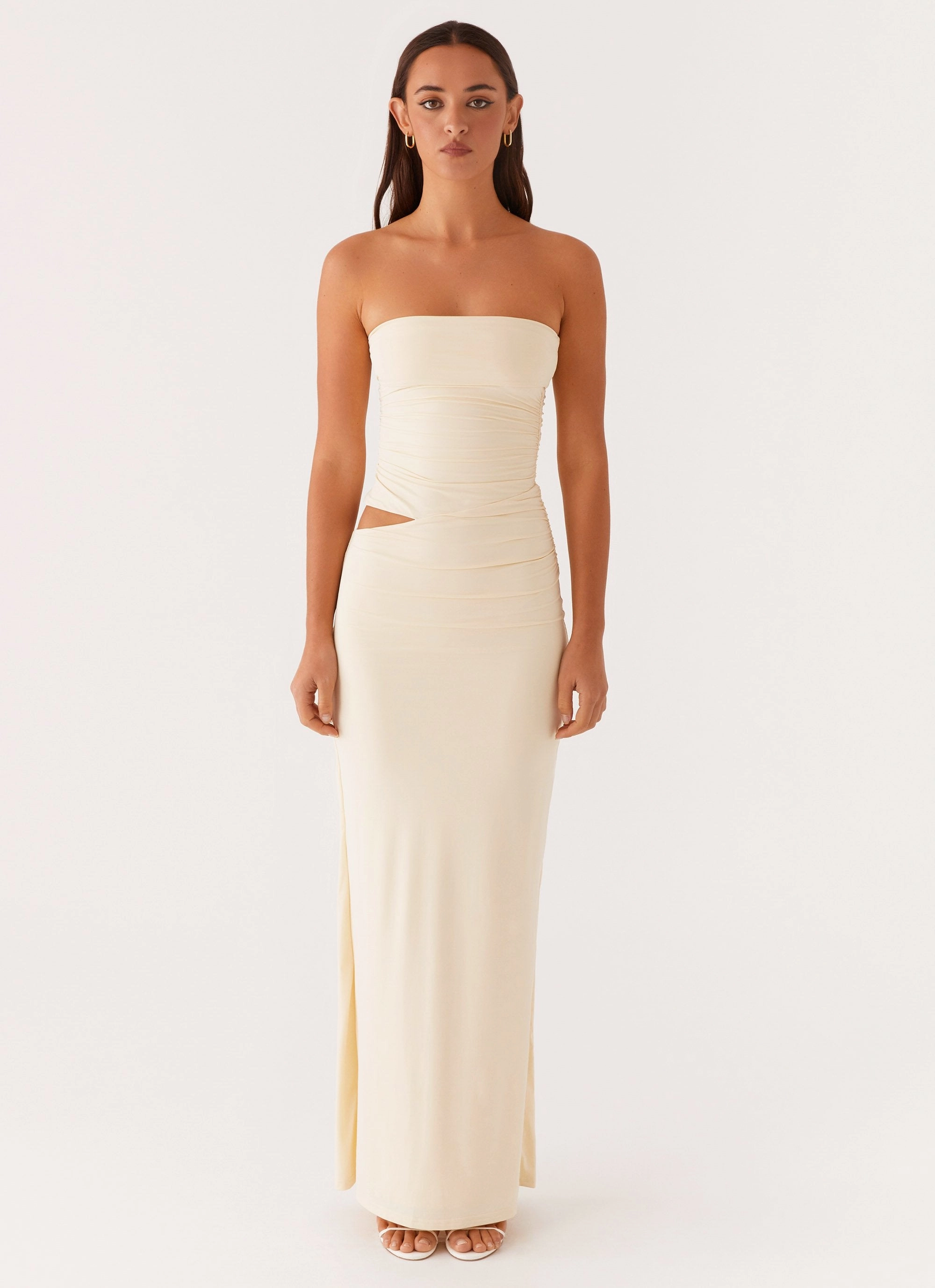 Modern Fit Romee Strapless Maxi Dress - Pastel Yellow