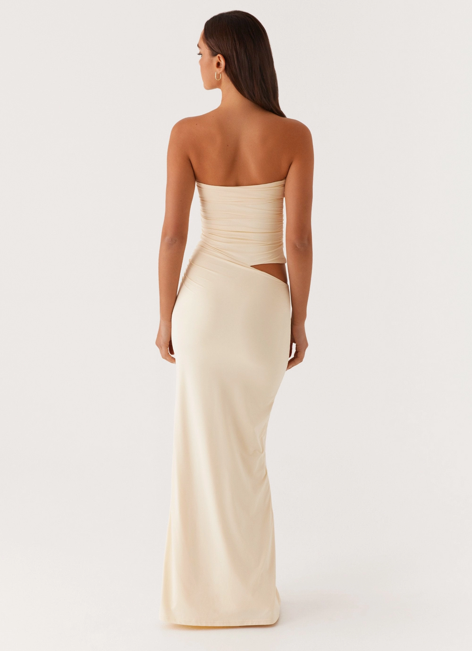 Stylish Look Romee Strapless Maxi Dress - Pastel Yellow