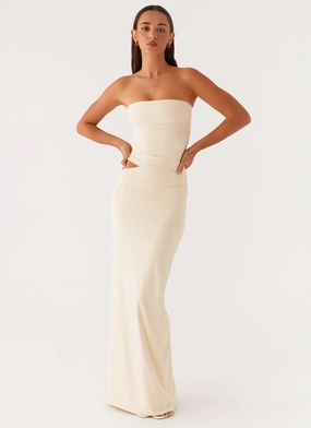 Villa Mood Romee Strapless Maxi Dress - Pastel Yellow