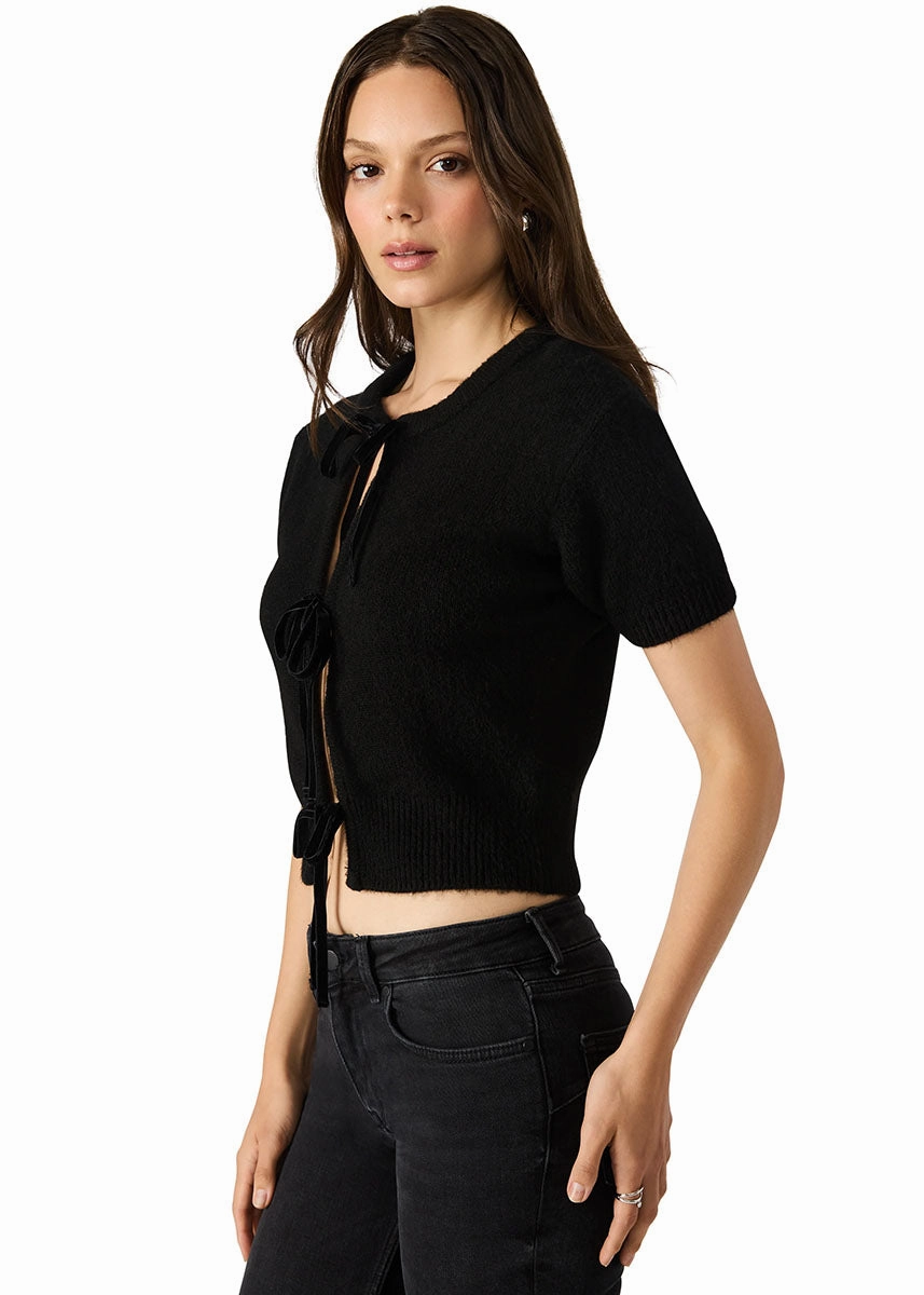 Sereia Cardigan - Black Cozy Knit Look Essential Knit