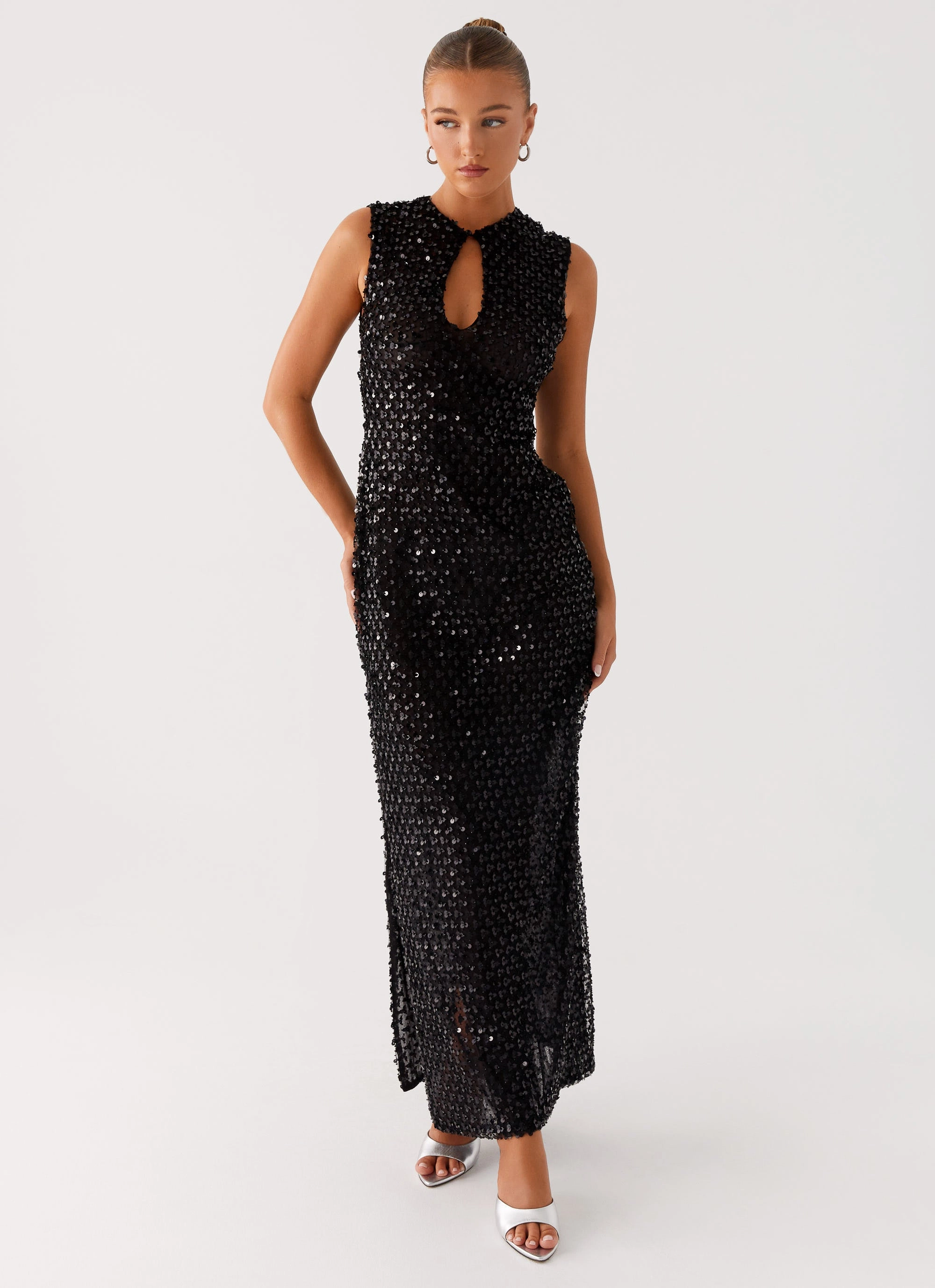 Calm Lines Vibrant Form Kore Sequin Maxi Dress - Black