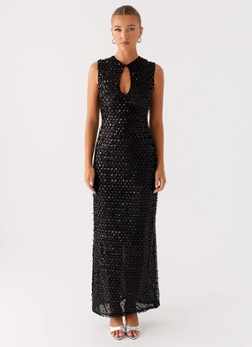 Kore Sequin Maxi Dress - Black Work-Ready Look WrinkleResistantFinish