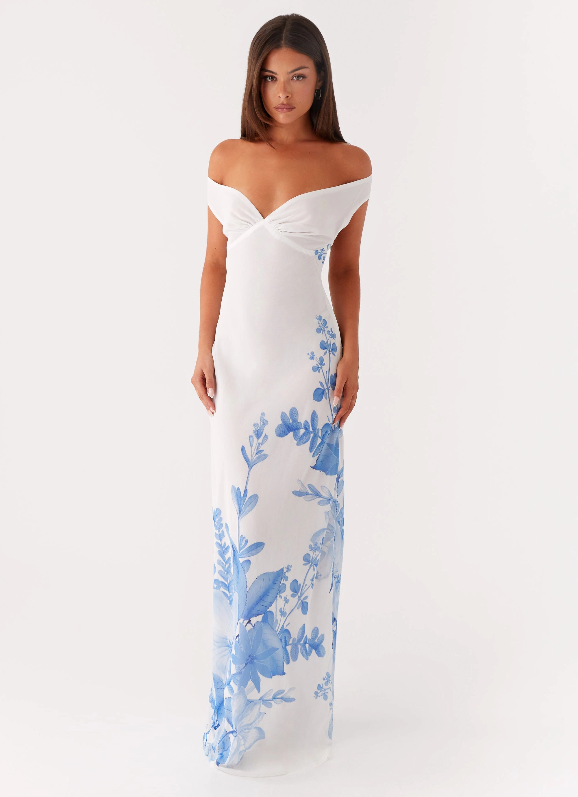 Krissa Maxi Dress - Blue Floral Day Ready Look Smart and Stylish