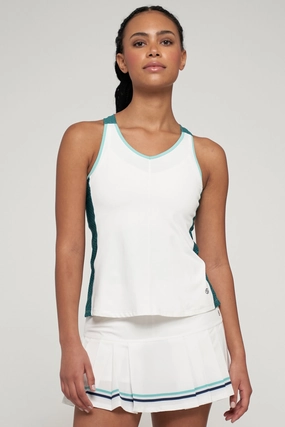 Flexible Shoulder Design Laser Cut Ventilation Ladder Tank - White/Jungle/Aquamarine