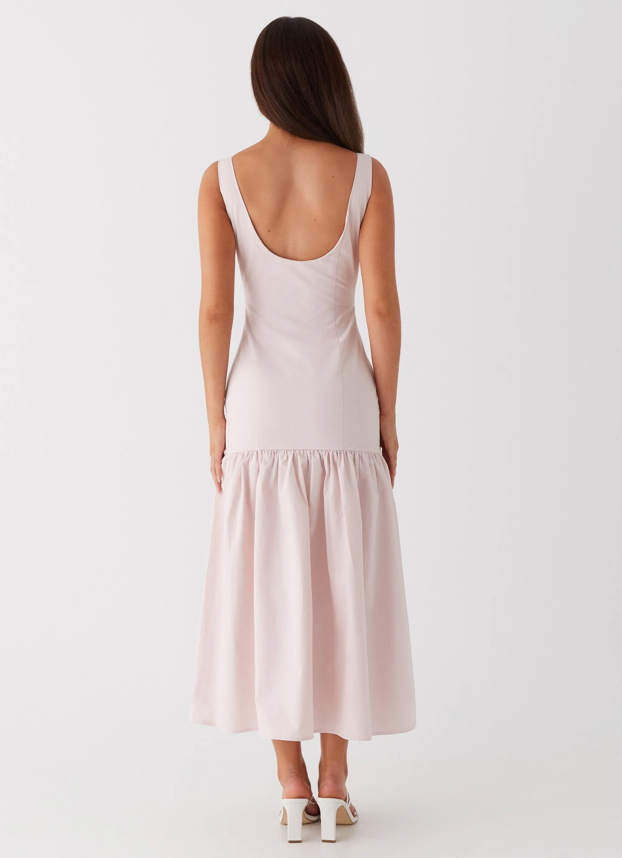 Ladylike Midi Dress - Pink Sleek Fit Boxy-Style