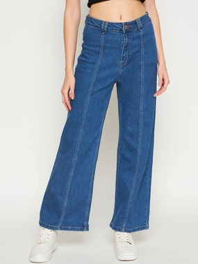 Madame Midblue Wide Leg Denim Mood Fit Holiday Vibes Stretch