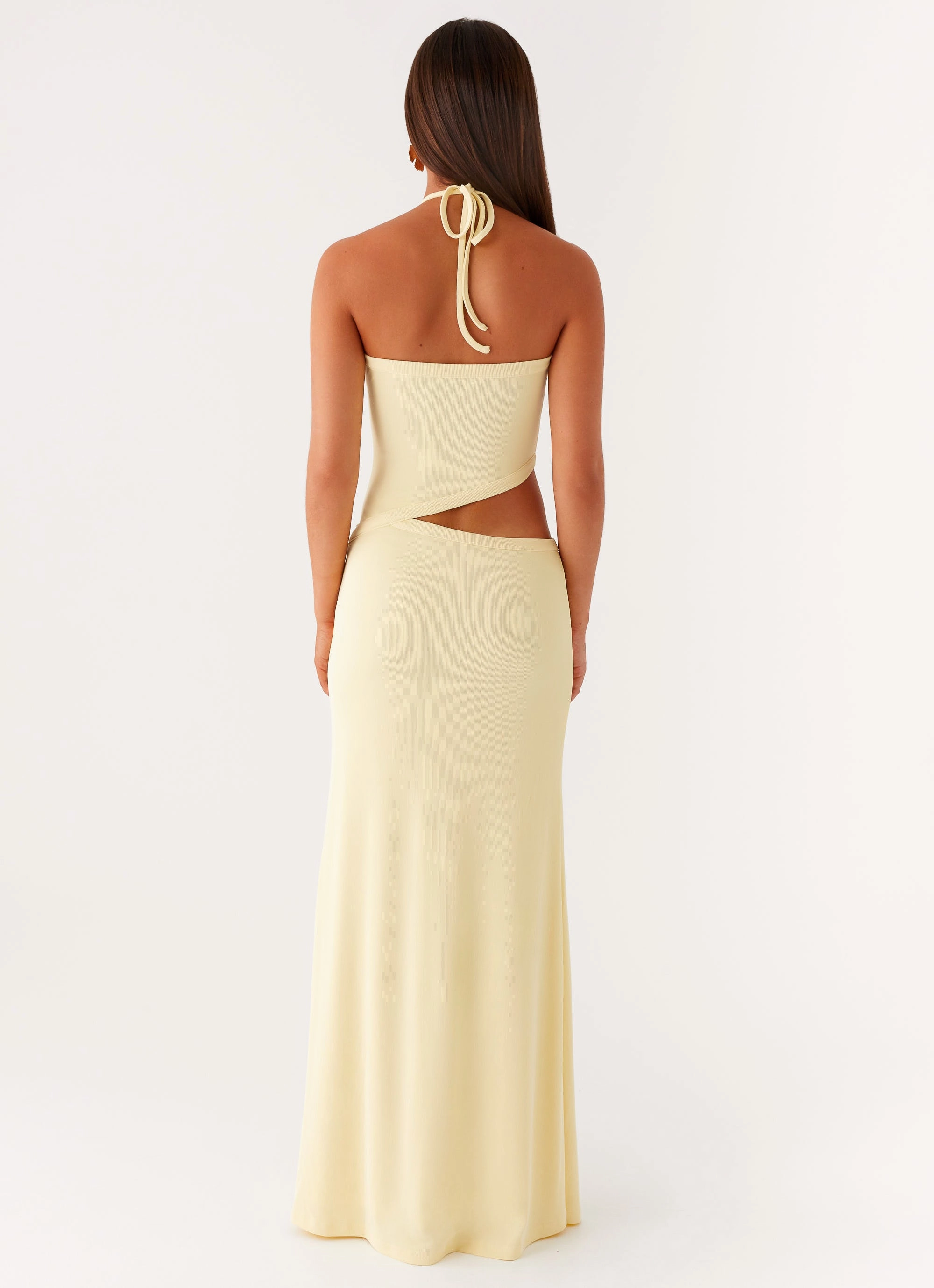 solo wear Grass Soft Lanah Cut Out Maxi Dress - Yellow