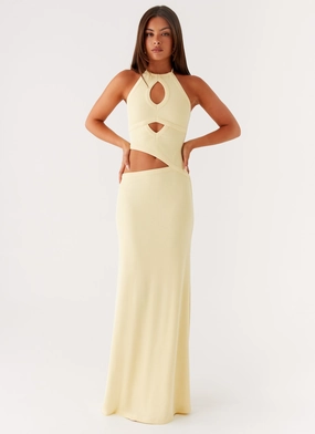 DeepPocketStyle Japan Line Lanah Cut Out Maxi Dress - Yellow