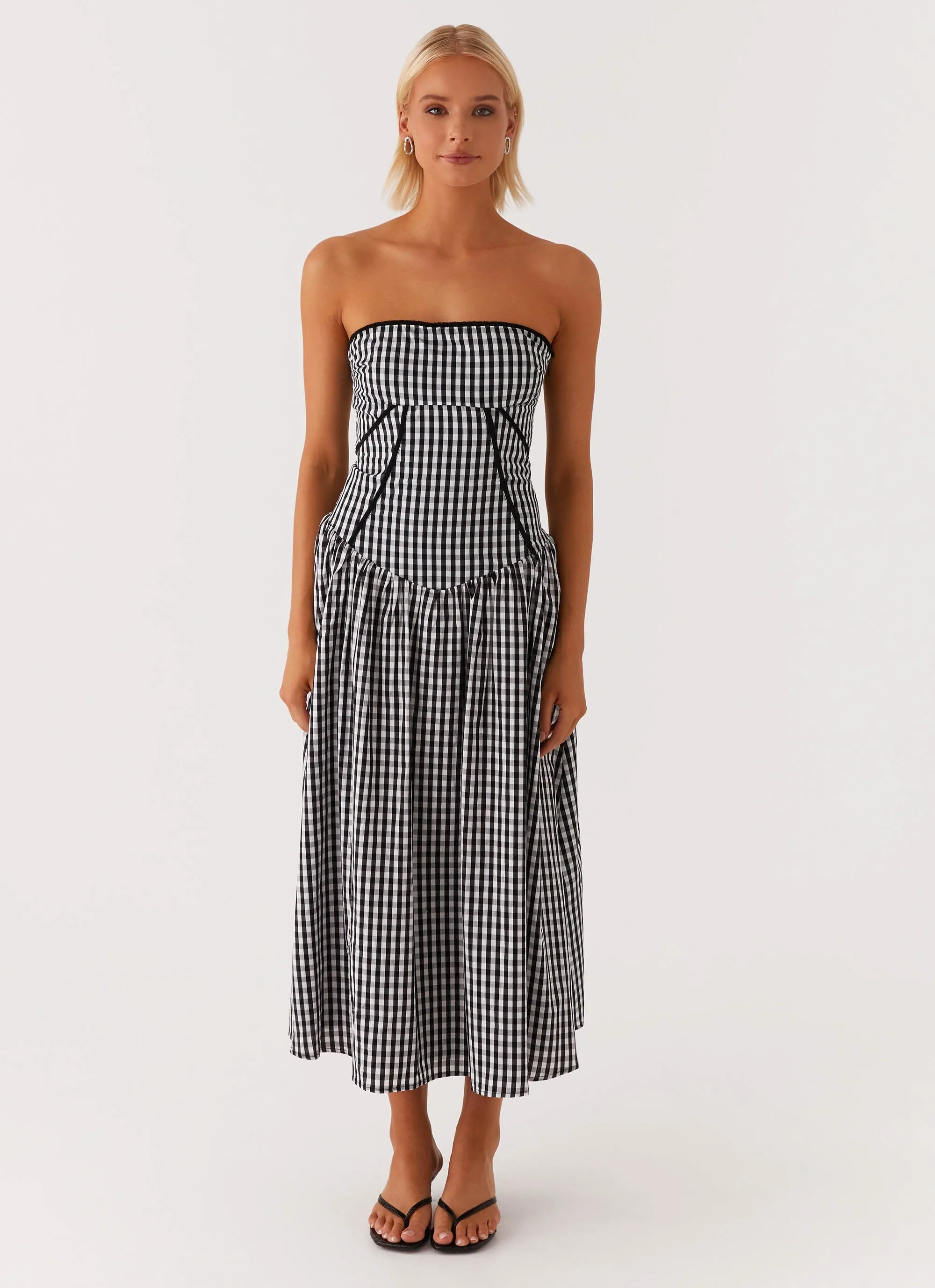 Larnie Midi Dress - Black Gingam Classic Edge