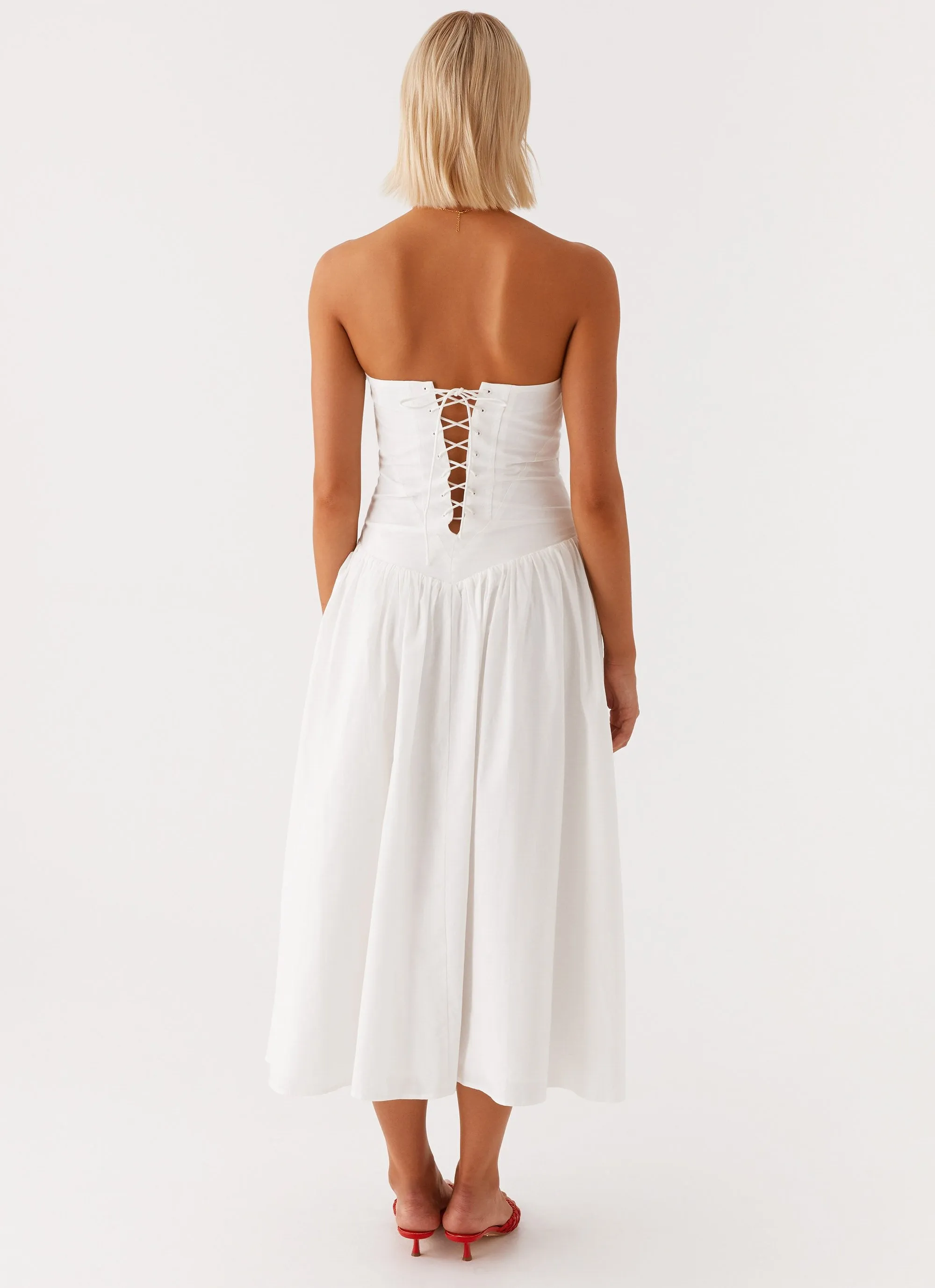 Larnie Midi Dress - White Layered Fit Practical work-to-play piece