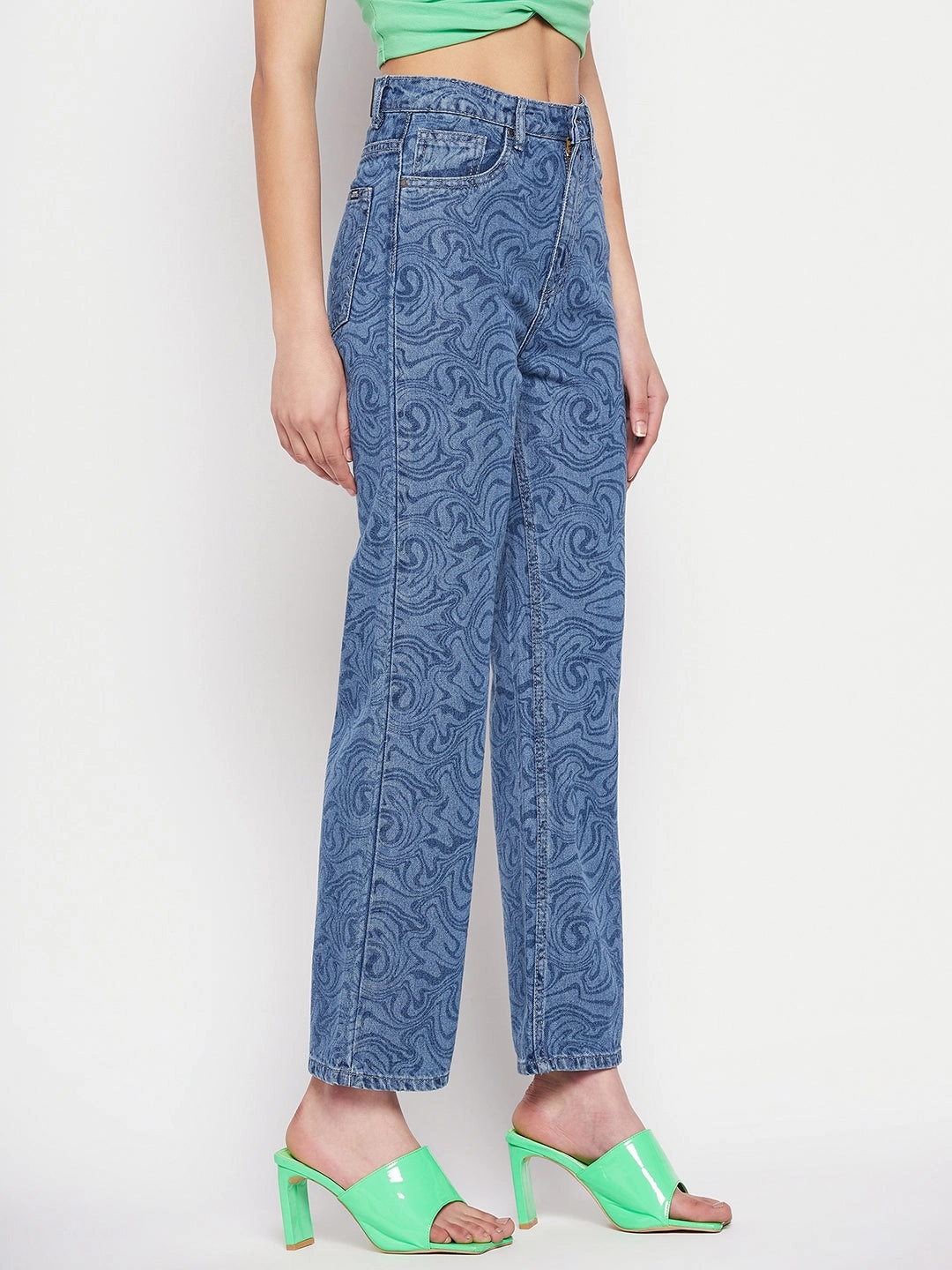 Everyday Shopping Day Madame Blue Printed Denim