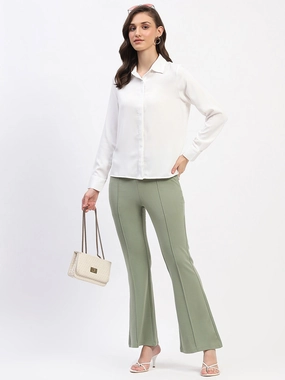 Madame Pleated Elasticated Waist Solid Mint Trousers Trail Ready Customizable length
