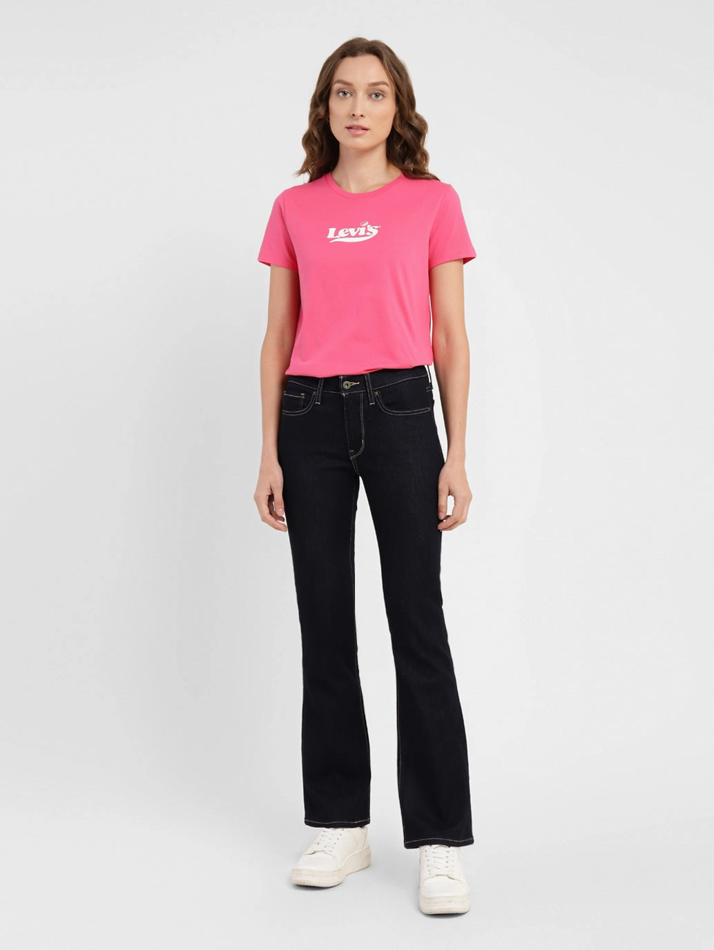 Women's 715 Navy Blue Flared Fit Mid Rise Jeans No Gap Waist