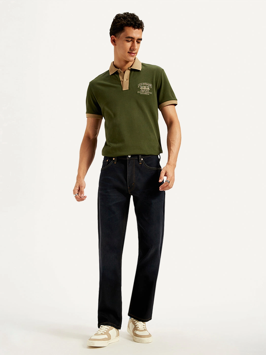 Modern Minimalist Stretch Men's 541 Navy Blue Athletic Tapered Fit Mid Rise Jeans