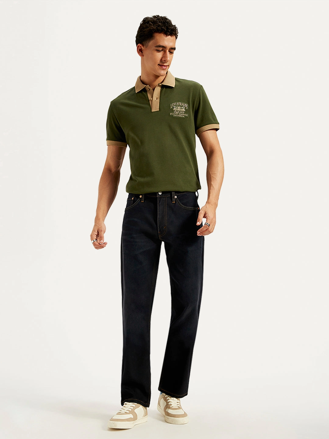 Men's 541 Navy Blue Athletic Tapered Fit Mid Rise Jeans Versatile Relaxed Style Slim Family Style Daily Wear