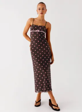 Latto Midi Dress - Chocolate Strawberry Dot Versatile occasion dress Form Flow