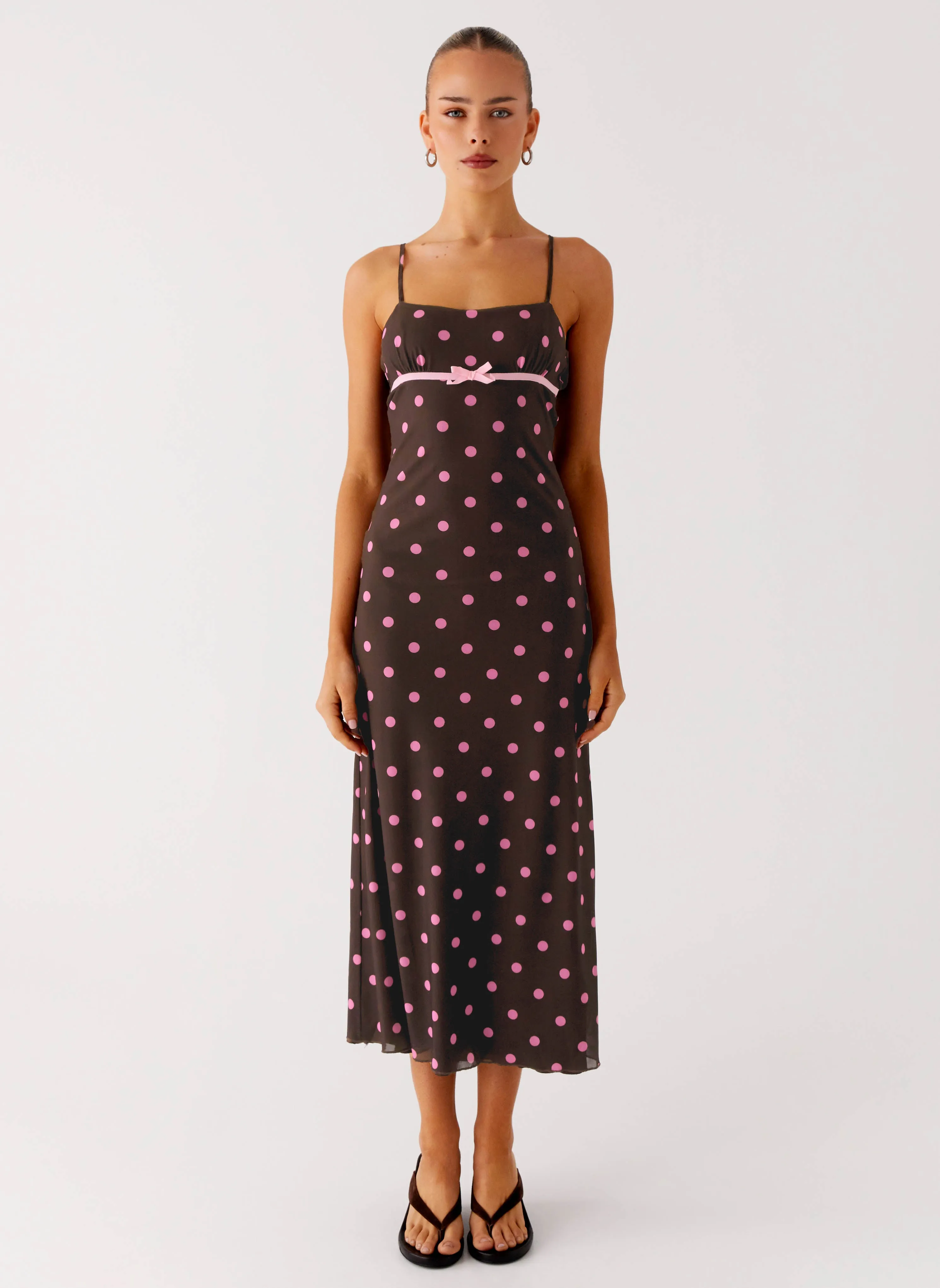 Layer Base Breathable Layering Latto Midi Dress - Chocolate Strawberry Dot