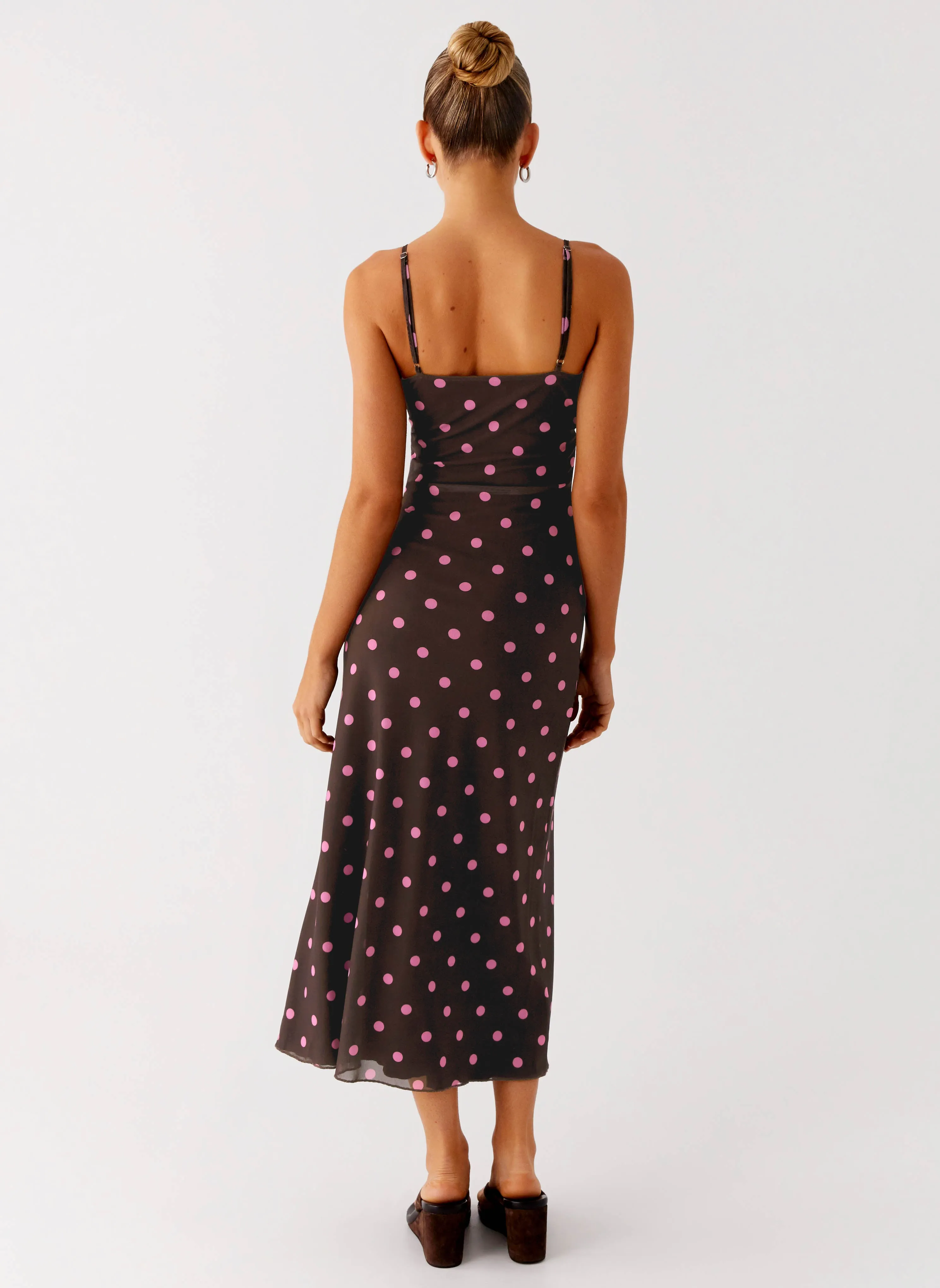 Feminine Energy Latto Midi Dress - Chocolate Strawberry Dot