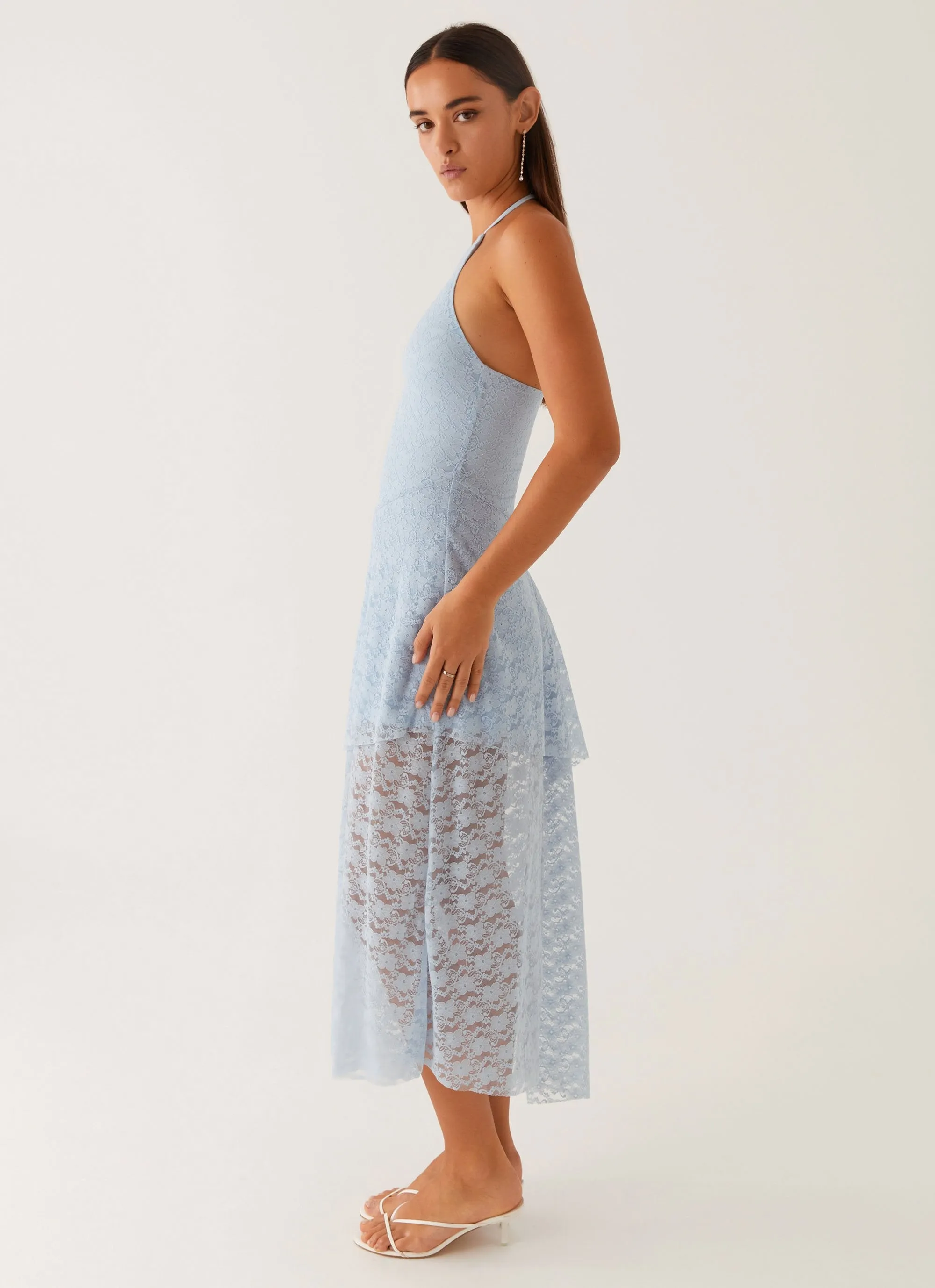 Lyndal Lace Midi Dress - Blue Petite friendly Free Step