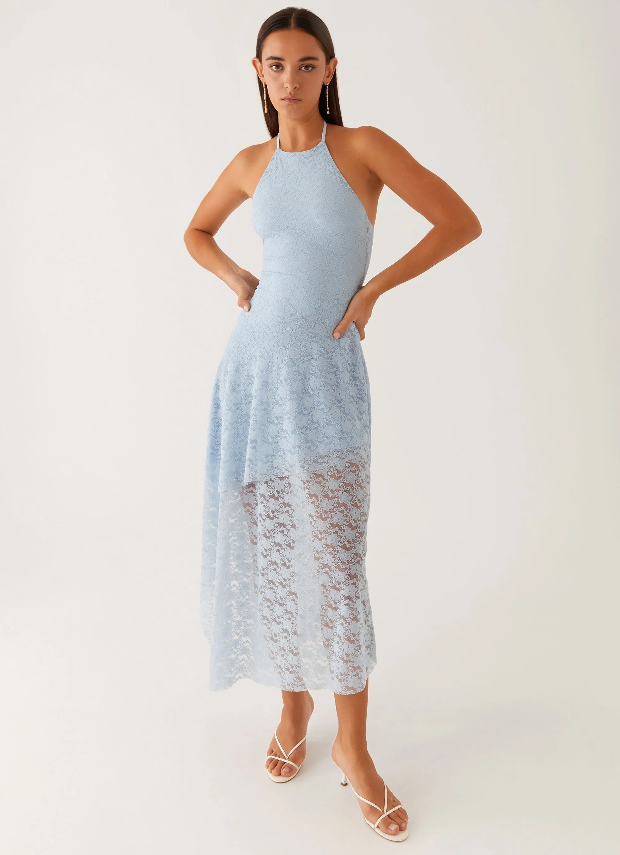 Simplistic Mood Tasteful Detail Lyndal Lace Midi Dress - Blue