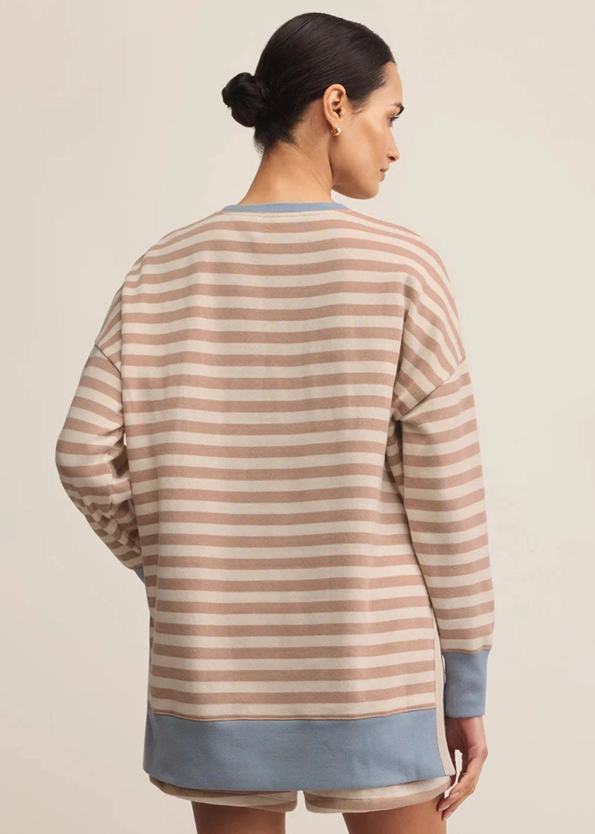 Layer Up Stripe Sweatshirt - Evening Sand Breathable mesh Warm and Cozy