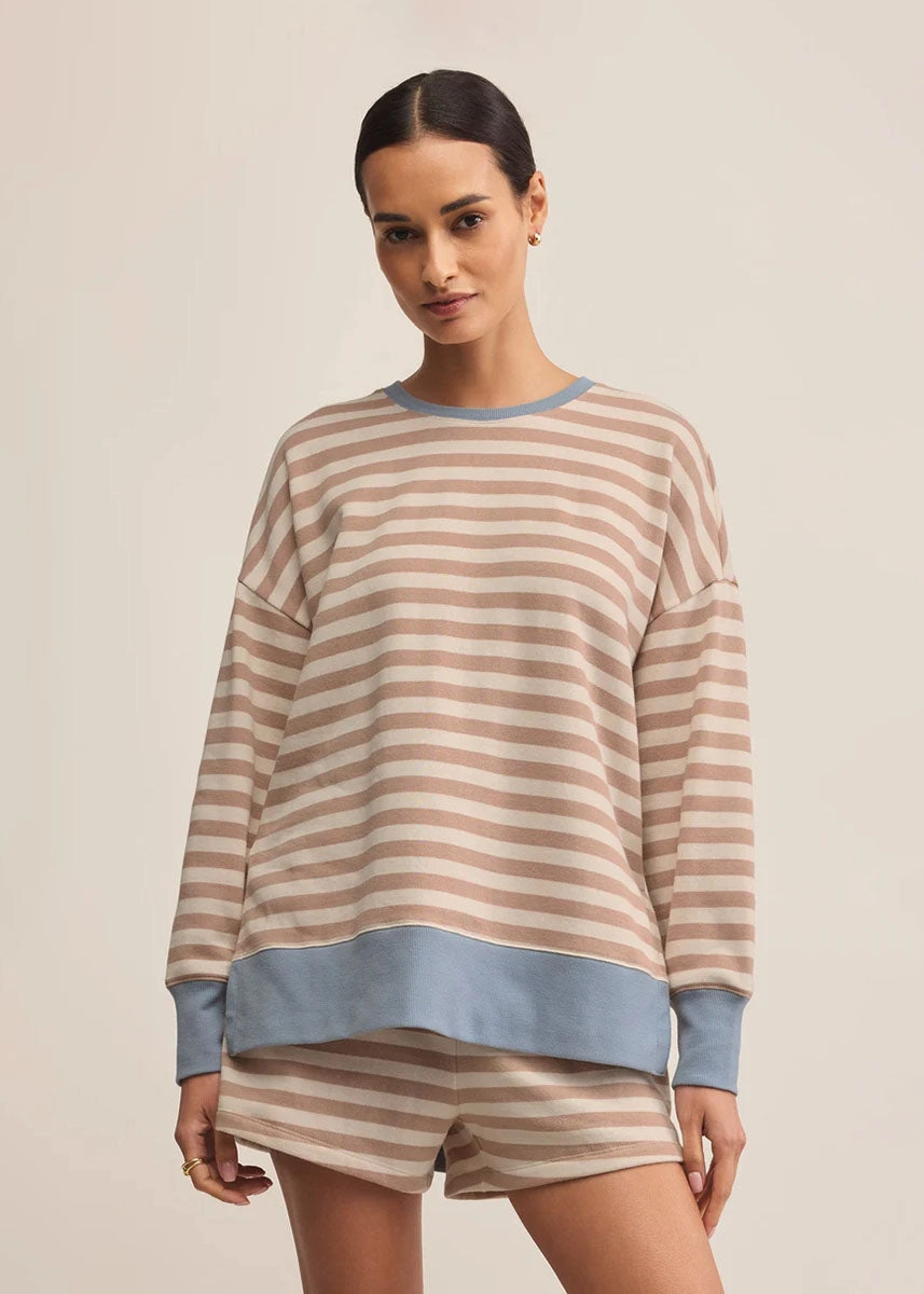 Layer Up Stripe Sweatshirt - Evening Sand Cozy Design