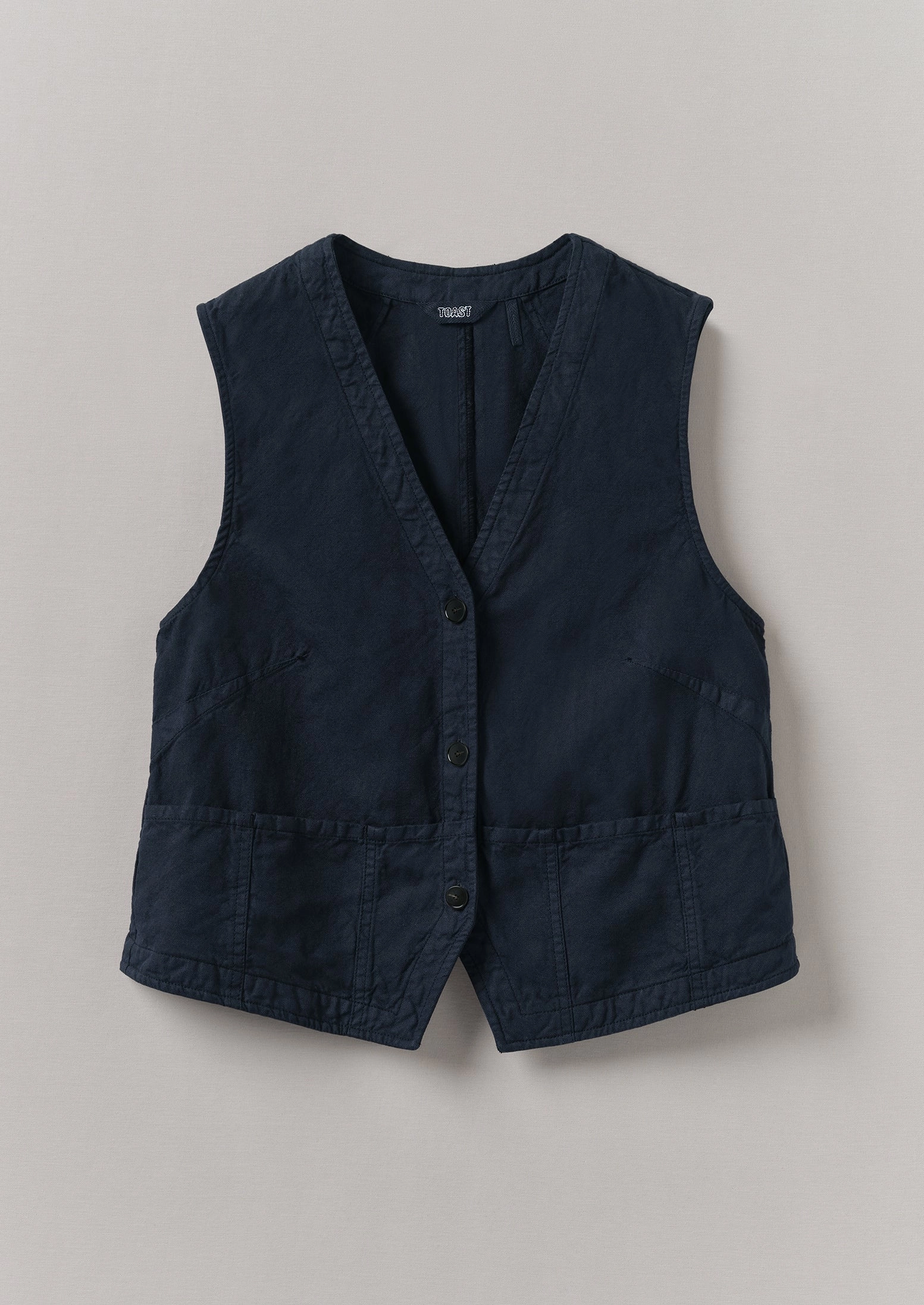 Sheer Overlay Material Cotton Linen Canvas Waistcoat Top | Anthracite