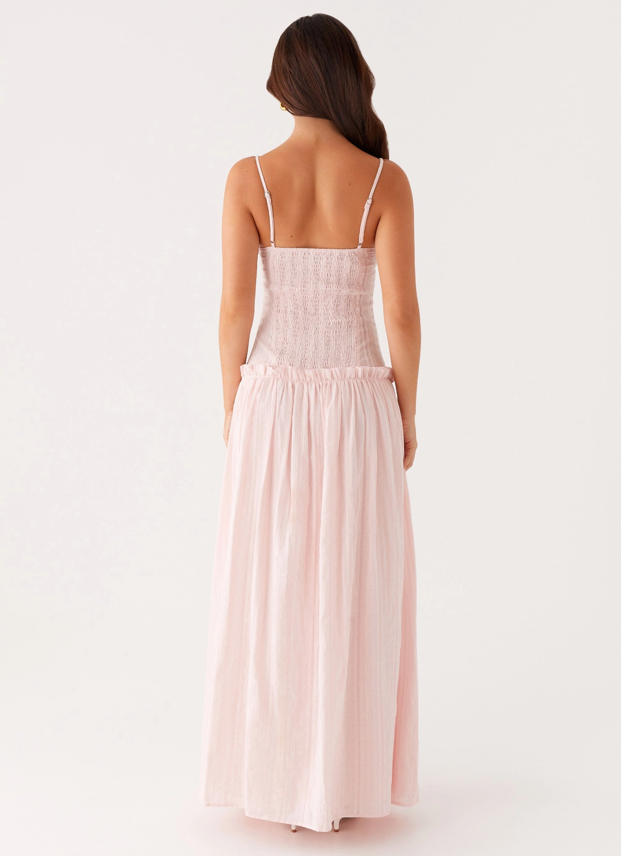 Jacinda Drop Waist Maxi Dress - Pink Fresh Texture