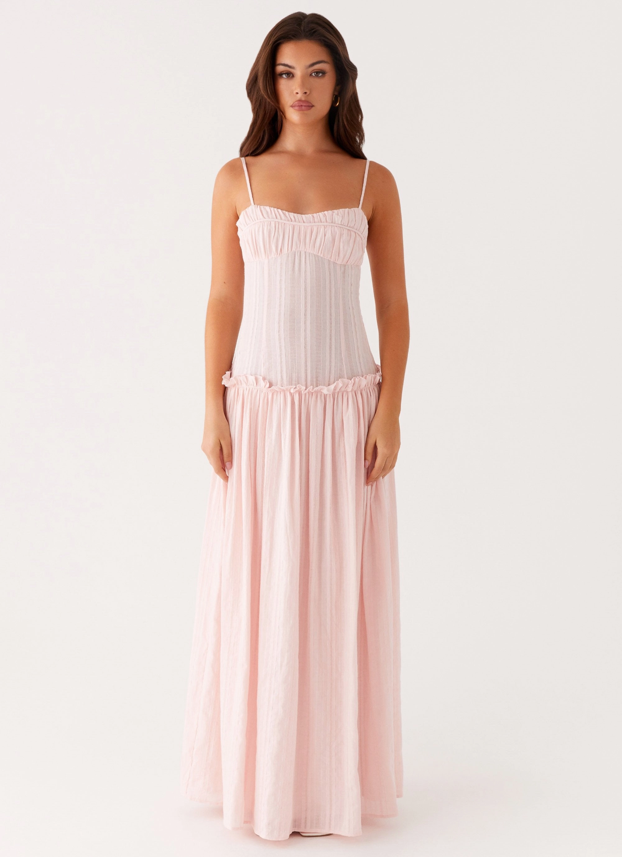 Jacinda Drop Waist Maxi Dress - Pink Versatile Comfort Wear