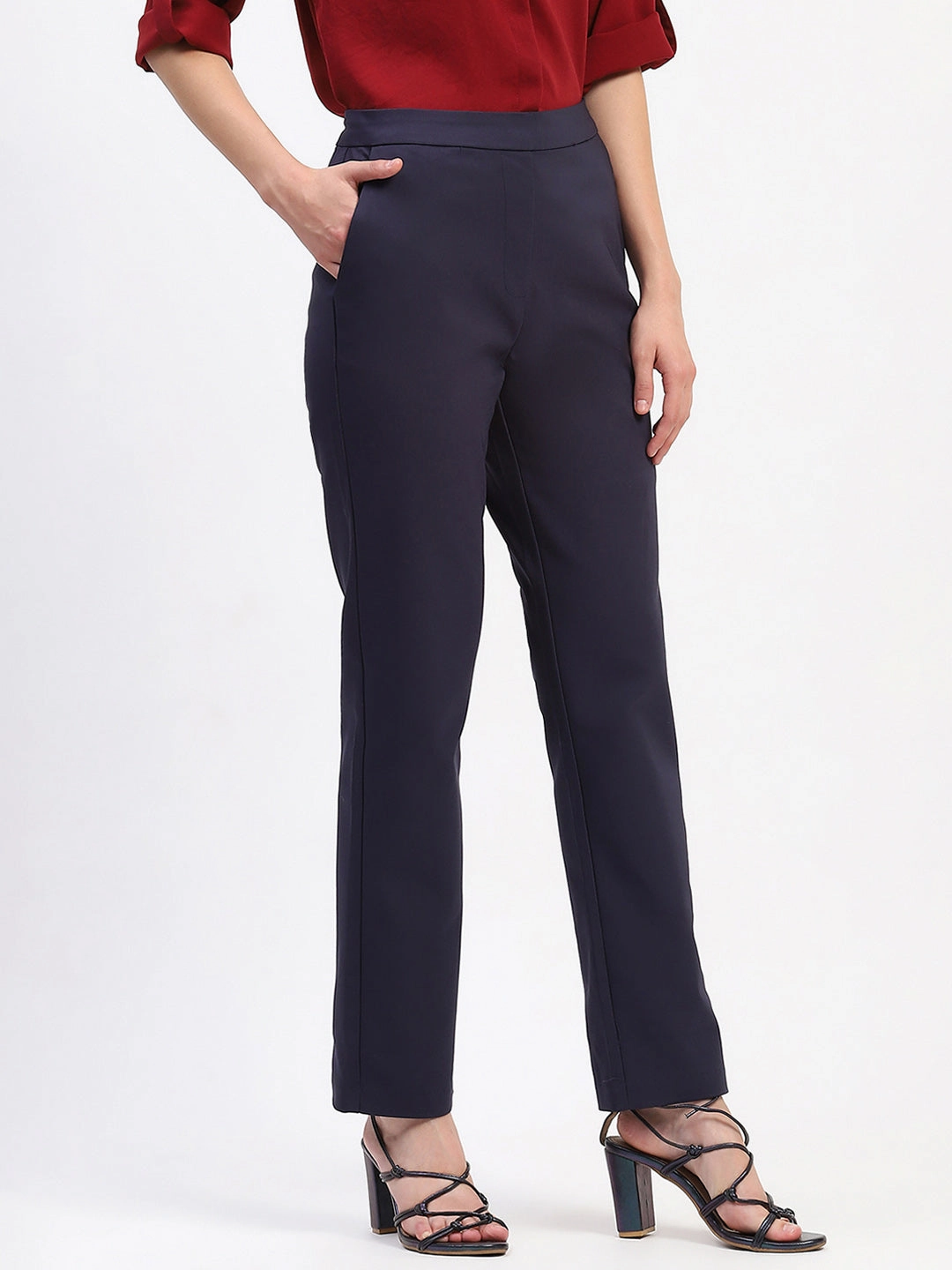 Rugged Wear Madame Straight Fit Navy Trousers