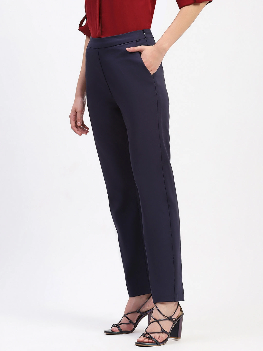 Relax Fit Design Shape Flex Madame Straight Fit Navy Trousers