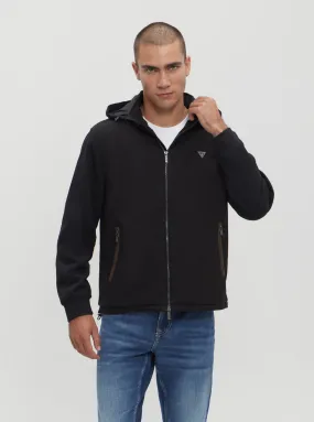 Embellished Trim Black Knitted Windbreaker Jacket