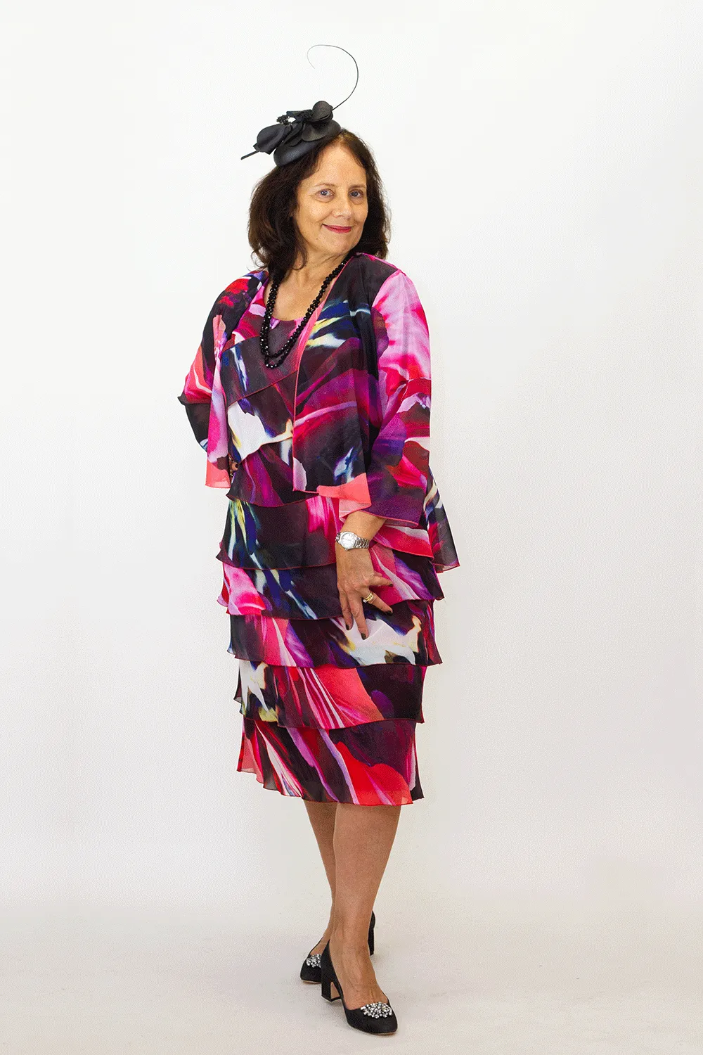 Layla Jones - LJ0396 Calvin Klein Chiffon Jacket High Collar Structure HoodedStyle