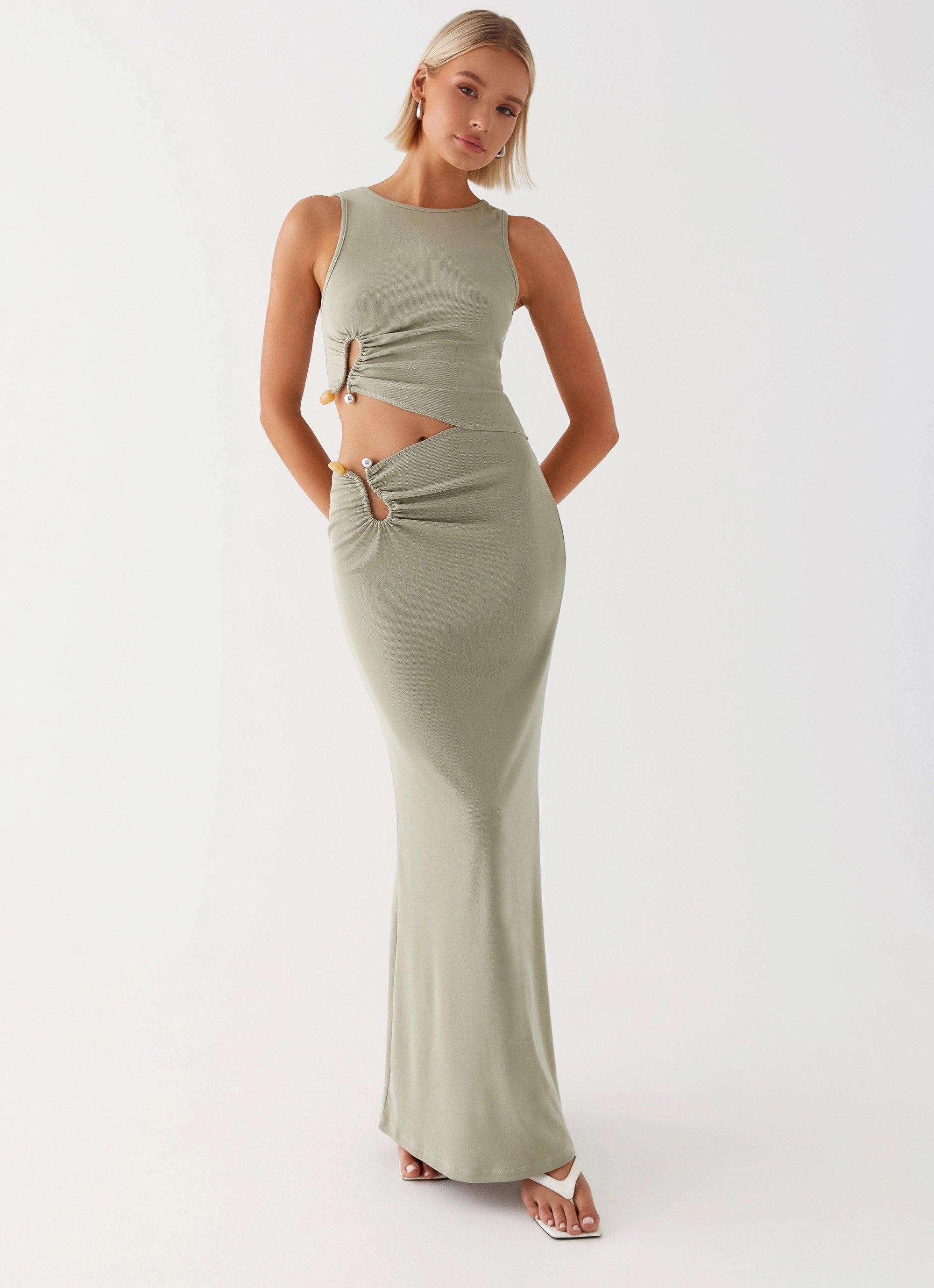 Elegant holiday wear Lennox Maxi Dress - Sage
