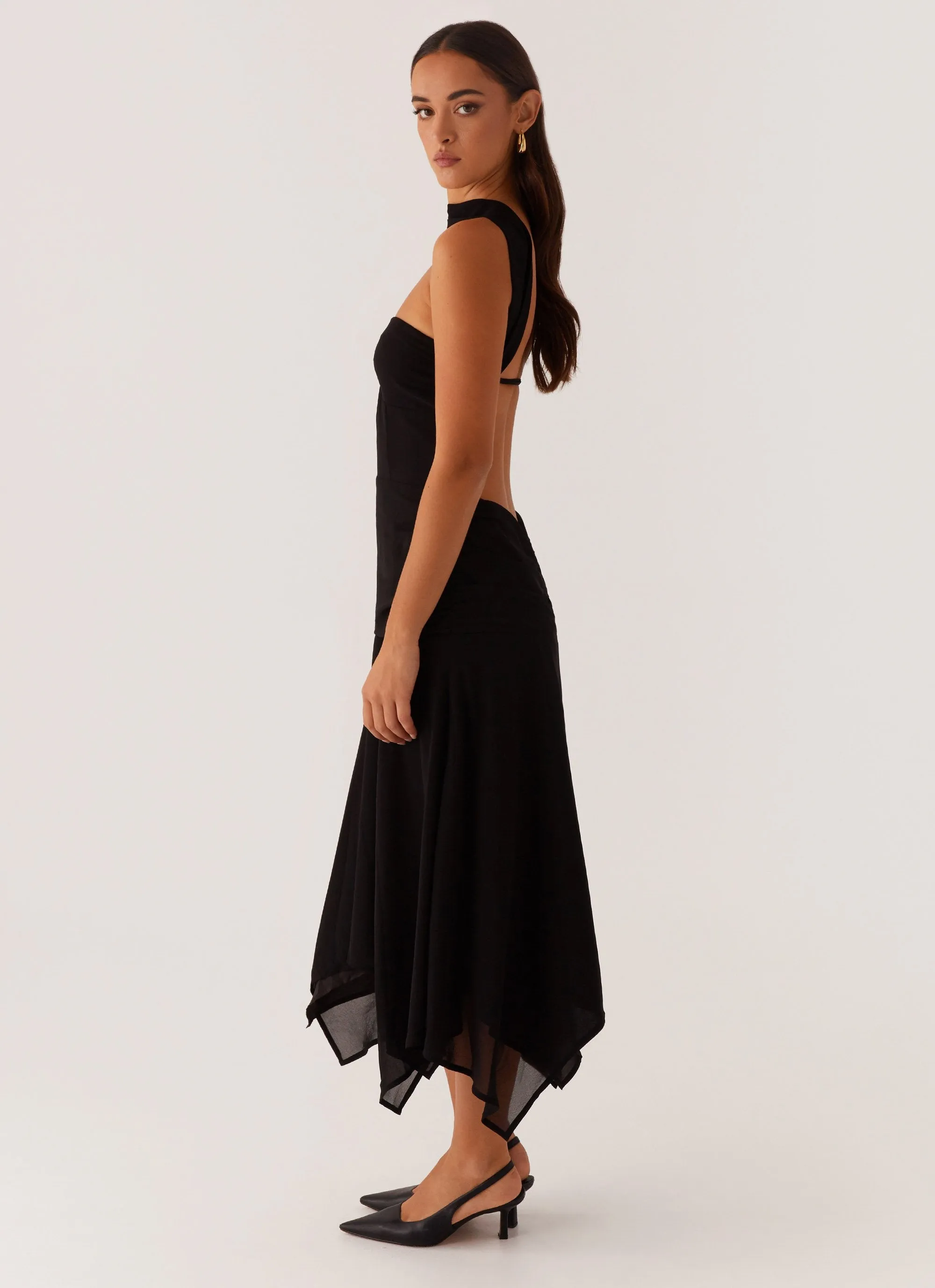 Minimal Comfort Leto Chiffon Midi Dress - Black
