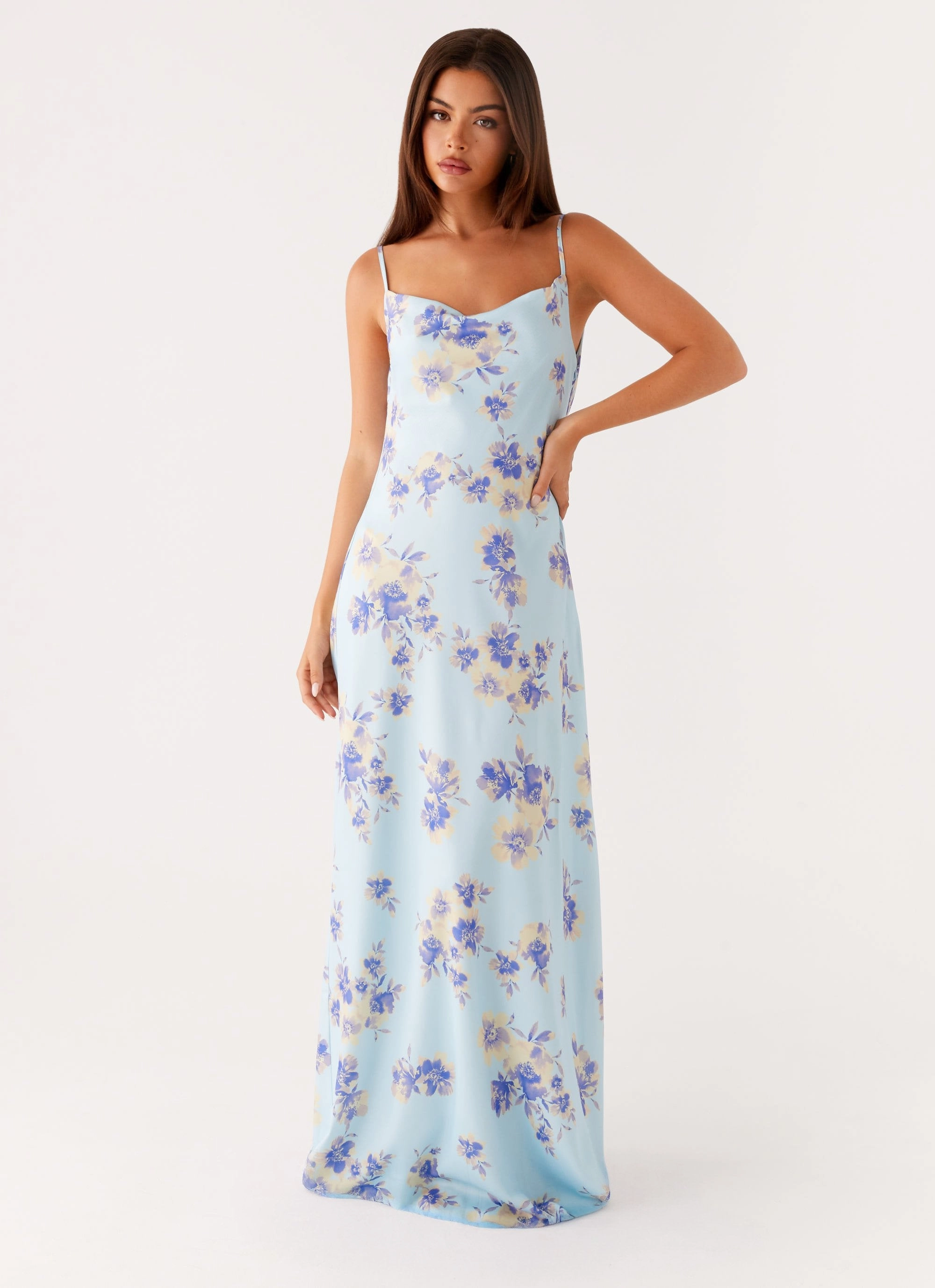 Liana Cowl Maxi Dress - Print Casual Tones Loose Flow