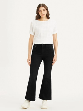 Breathable fabric Non Restrictive Cut Women's 726 Black Flared Fit High Rise Jeans