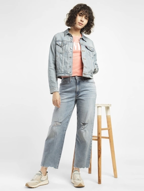 Women's 94 Blue Baggy Fit High Rise Jeans Stretch Denim Technology