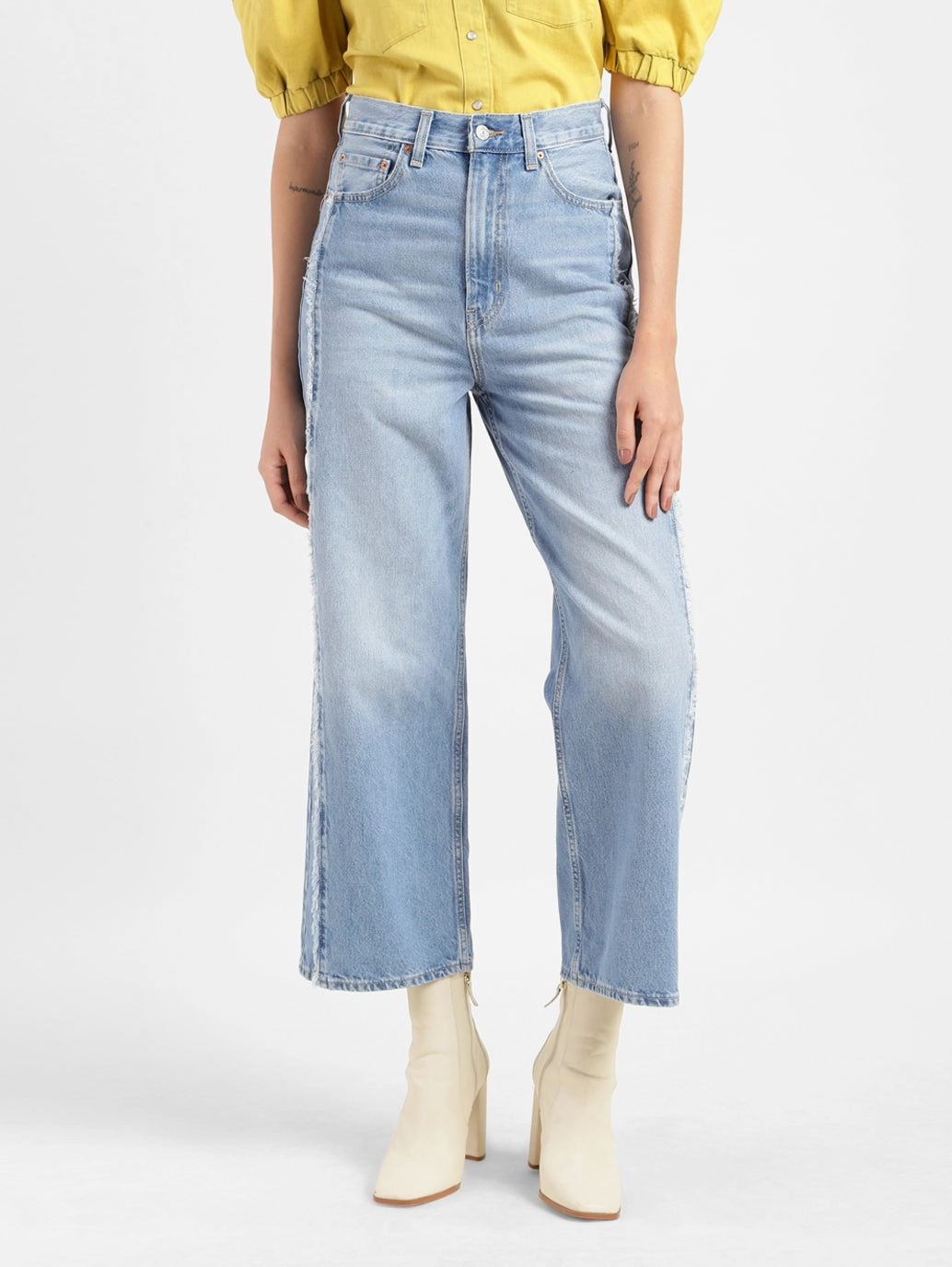 Women's Blue Loose Fit High Rise Jeans Creative Look Elegant Road Trip Relaxed Fit Design