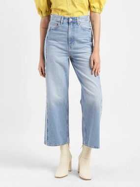 Women's Blue Loose Fit High Rise Jeans Shopping Day Vibrant Weekend Warrior Smooth