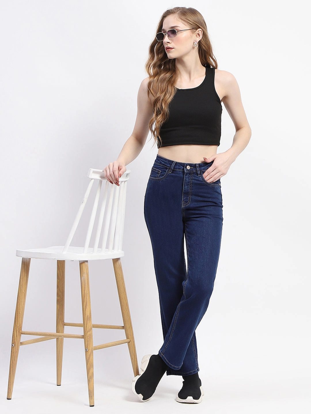 Responsible Denim Production Street Vibe Madame Straight-Fit Dark Blue Cotton Denim Jeans