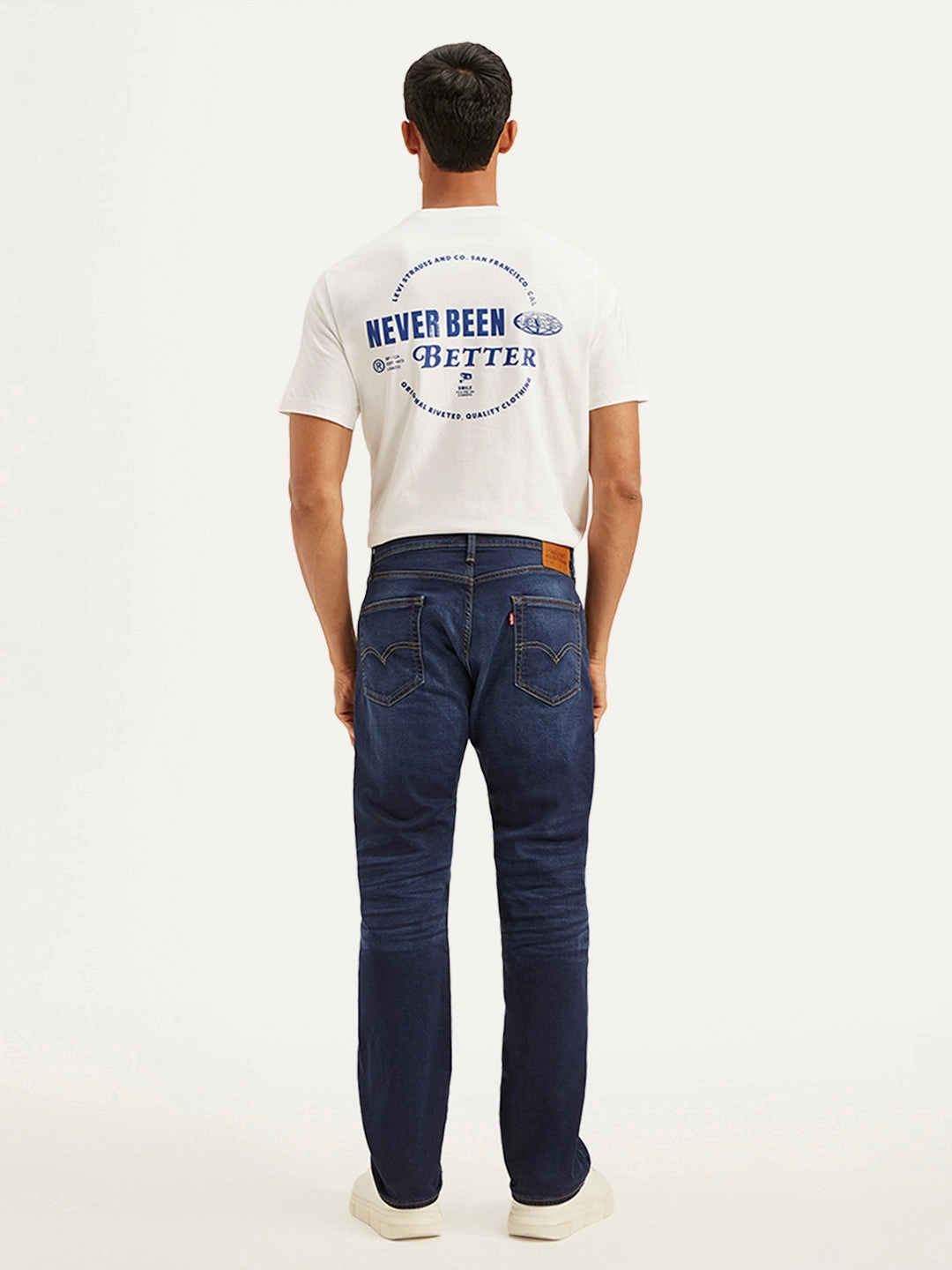 Perfect Waist Men's 505 Navy Blue Straight Fit Mid Rise Jeans